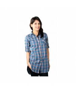 LEVI'S BLUE-GREEN CHECKED TUNIC TOP (L68267-0002)